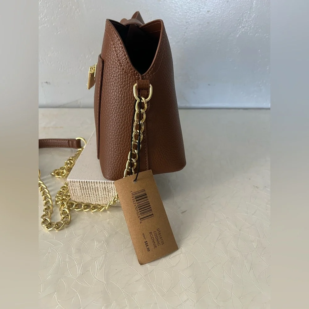 STIVE MADDEN Brown Leather Chain Strap Bag